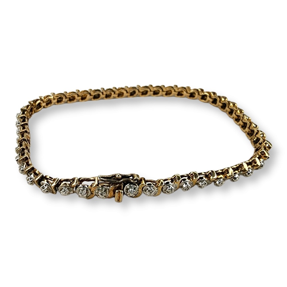 Vintage Ross Simons Sterling Silver 925 Gold‎ Vermeil Tennis Bracelet 7.5 Inches